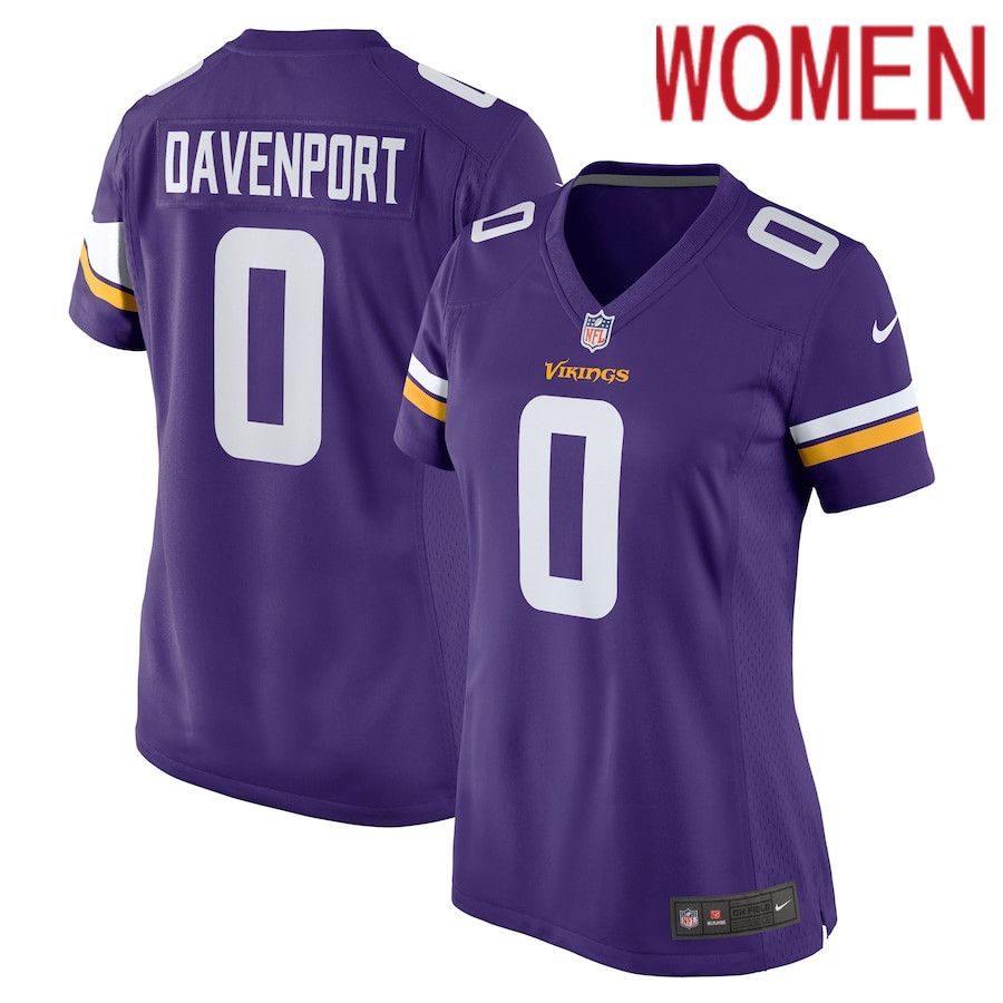 Women Minnesota Vikings 0 Marcus Davenport Nike Purple Team Game NFL Jersey